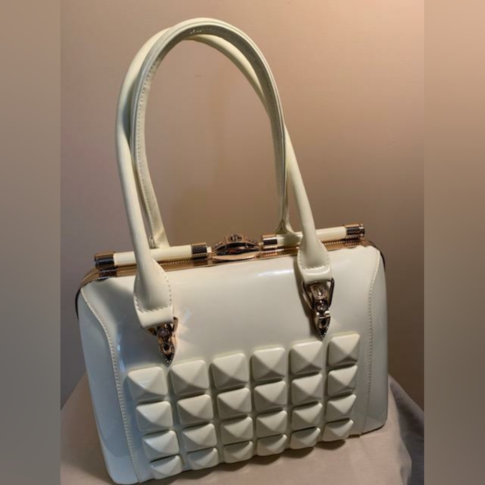 rose gold and cream clutch handbag/purse